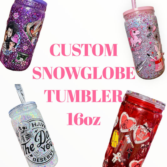 Custom Snow Globe Tumbler - 16oz
